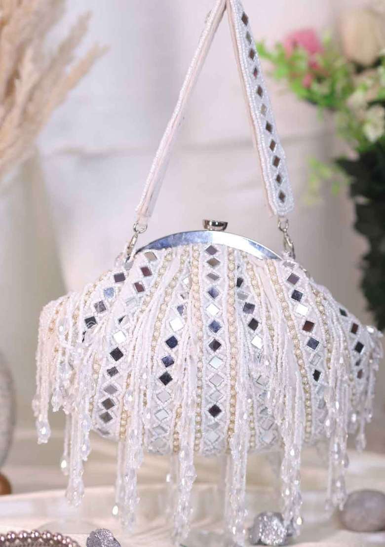 Embellished Mirror Bucket Clutch Bag - Indya