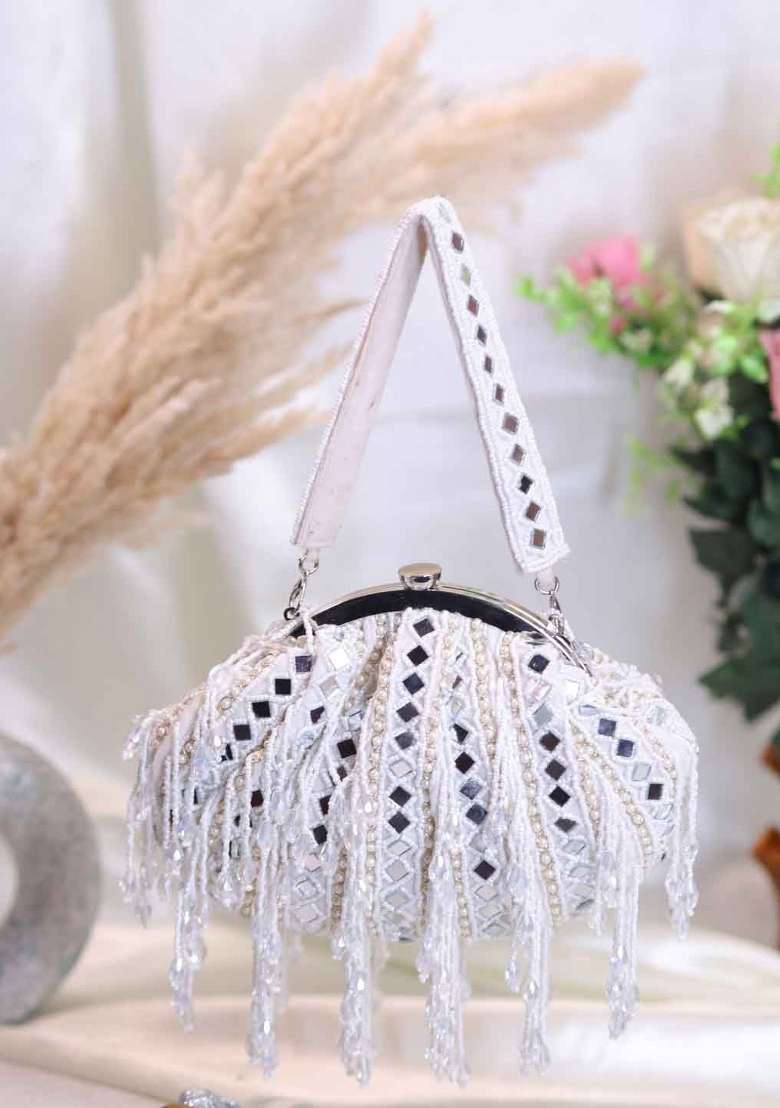 Embellished Mirror Bucket Clutch Bag - Indya