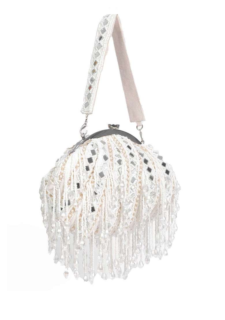 Embellished Mirror Bucket Clutch Bag - Indya