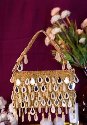 Embellished Mirror Work Flap Shopper Clutch Bag