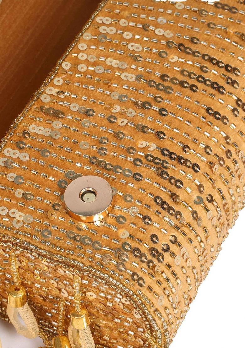 Embellished Mirror Work Flap Shopper Clutch Bag