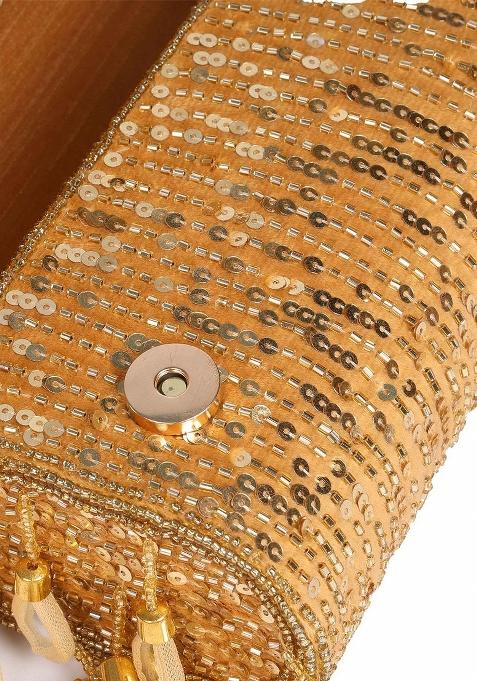 Embellished Mirror Work Flap Shopper Clutch Bag