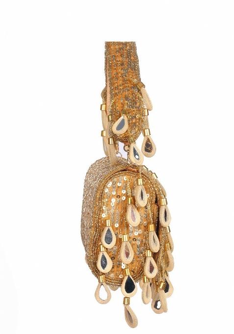 Embellished Mirror Work Flap Shopper Clutch Bag