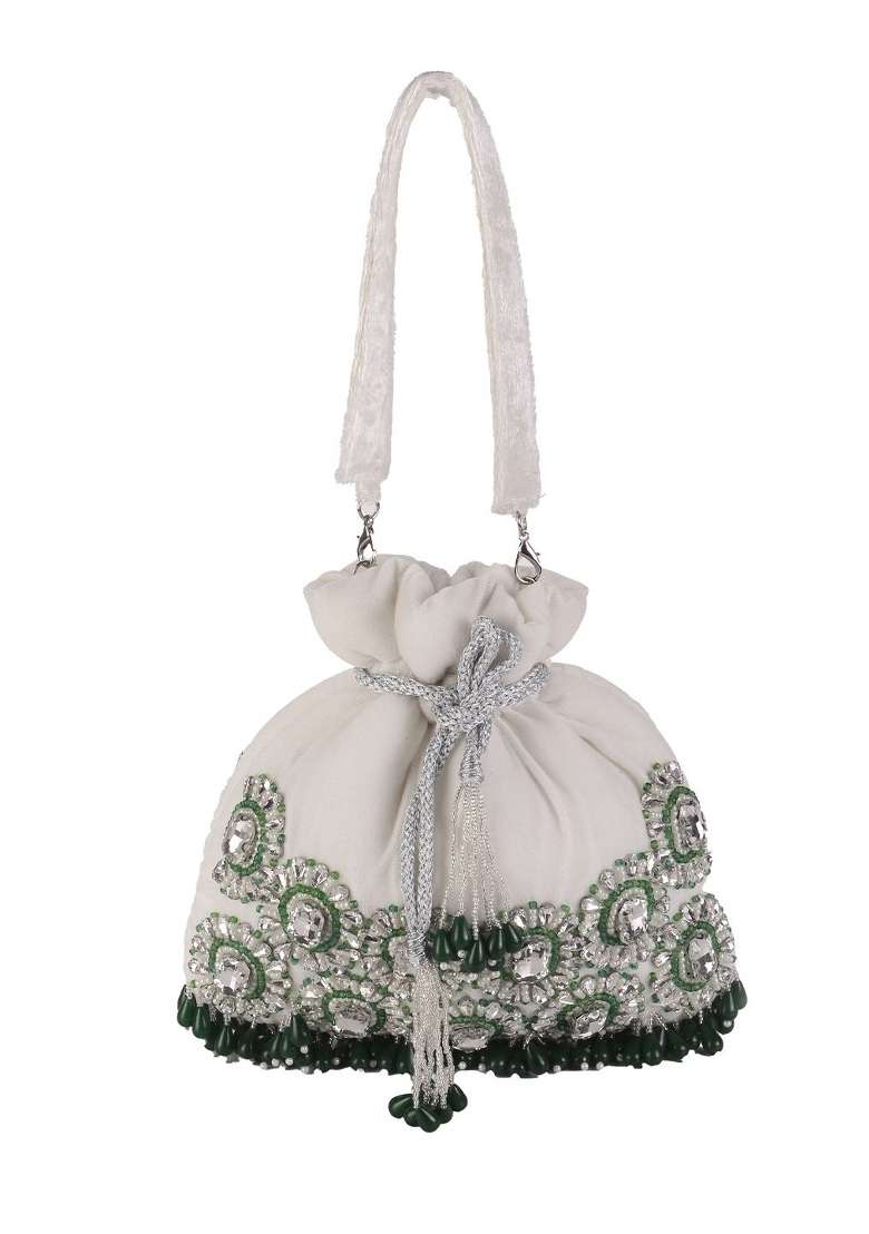 Embroidered Crystal Work Potli Shaped - Indya