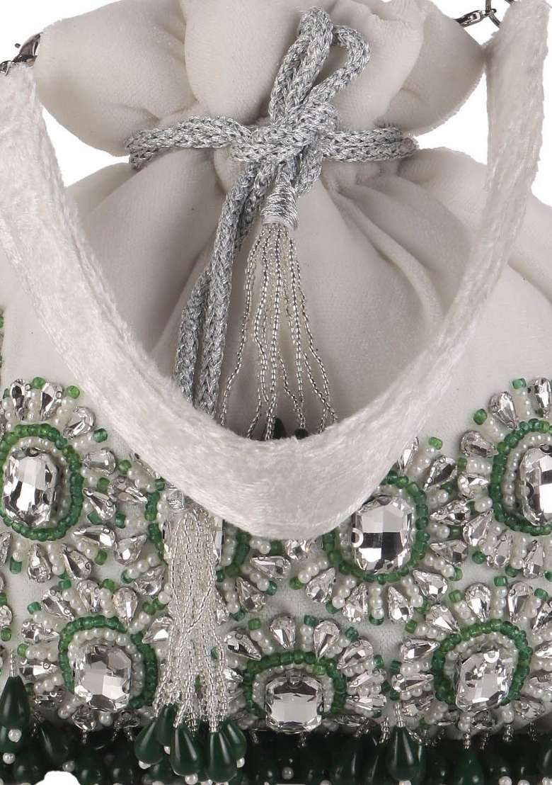 Embroidered Crystal Work Potli Shaped - Indya