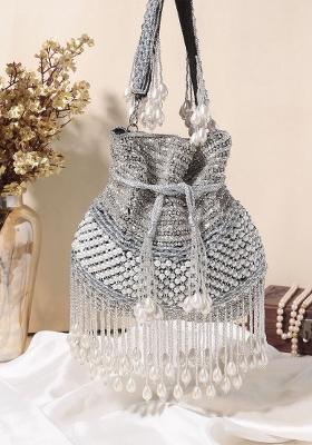 Embroidered Mirror Work Potli Shaped