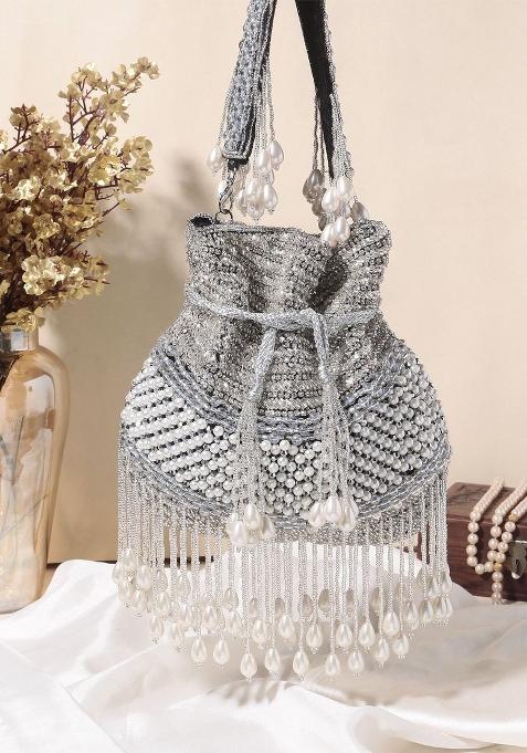 Embroidered Mirror Work Potli Shaped