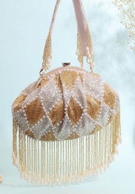 Embroidered Beads Stones Work Batua Shaped Clutch