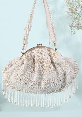 Embroidered Beads Stones Work Batua Shaped Clutch