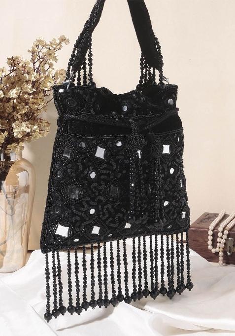 Embroidered Mirror Work Potli Shaped