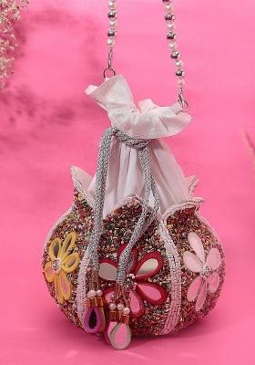 Embroidered Beads Stones Work Potli Shaped