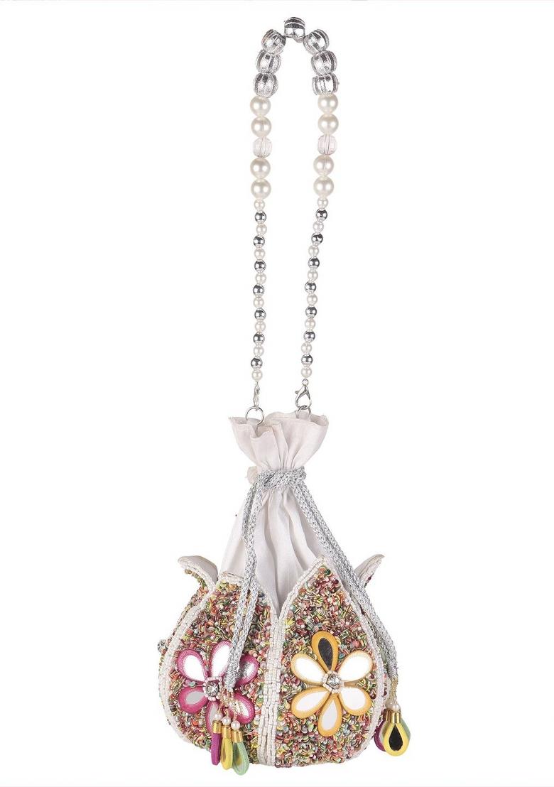 Embroidered Beads Stones Work Potli Shaped