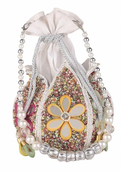 Embroidered Beads Stones Work Potli Shaped