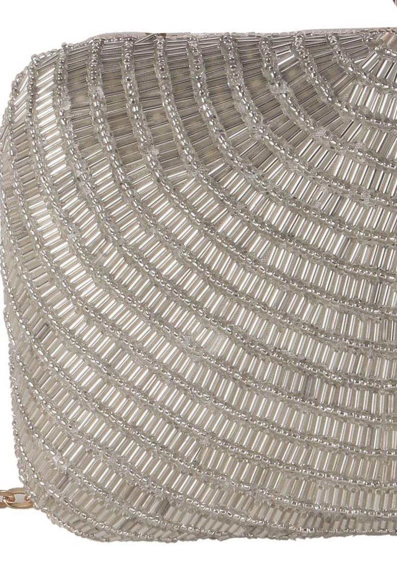 Katdana Embroidered Beads Stones Work Box Shaped Clutch - Indya