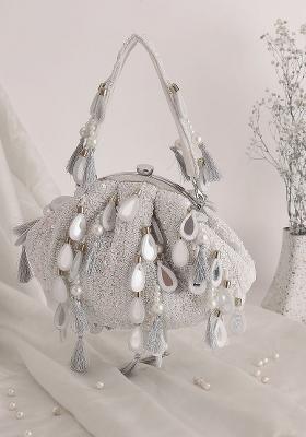 Embroidered Mirror Work Batua Shaped Clutch