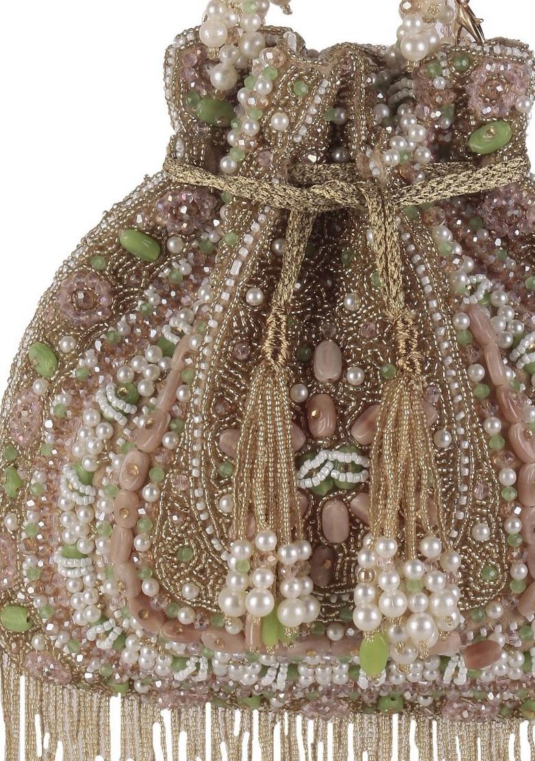 Embroidered Beads Stones Work Potli Shaped