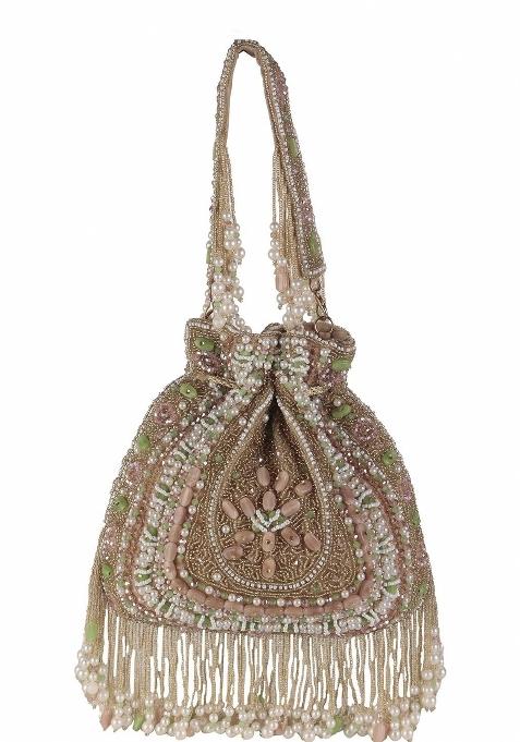 Embroidered Beads Stones Work Potli Shaped