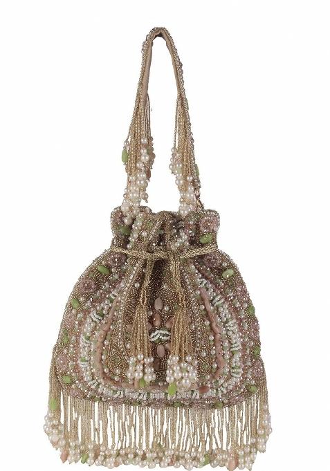 Embroidered Beads Stones Work Potli Shaped