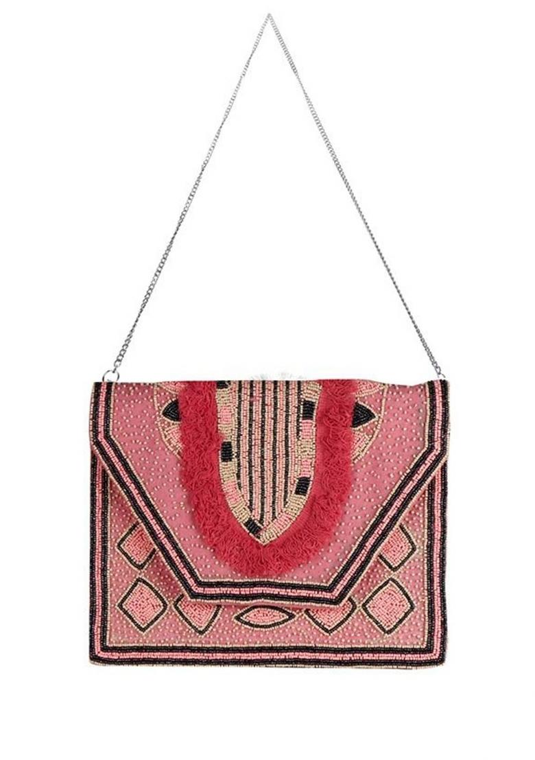 Embroidered Envelope Clutch