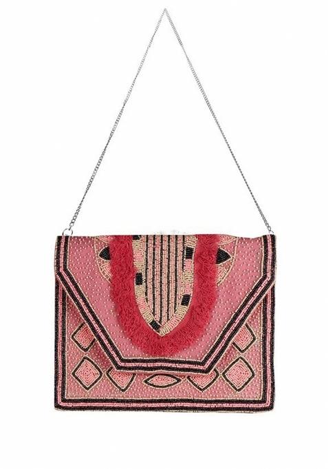 Embroidered Envelope Clutch