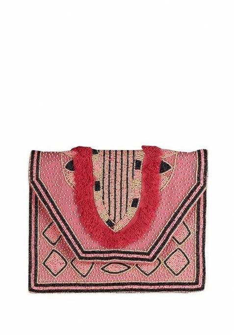 Embroidered Envelope Clutch