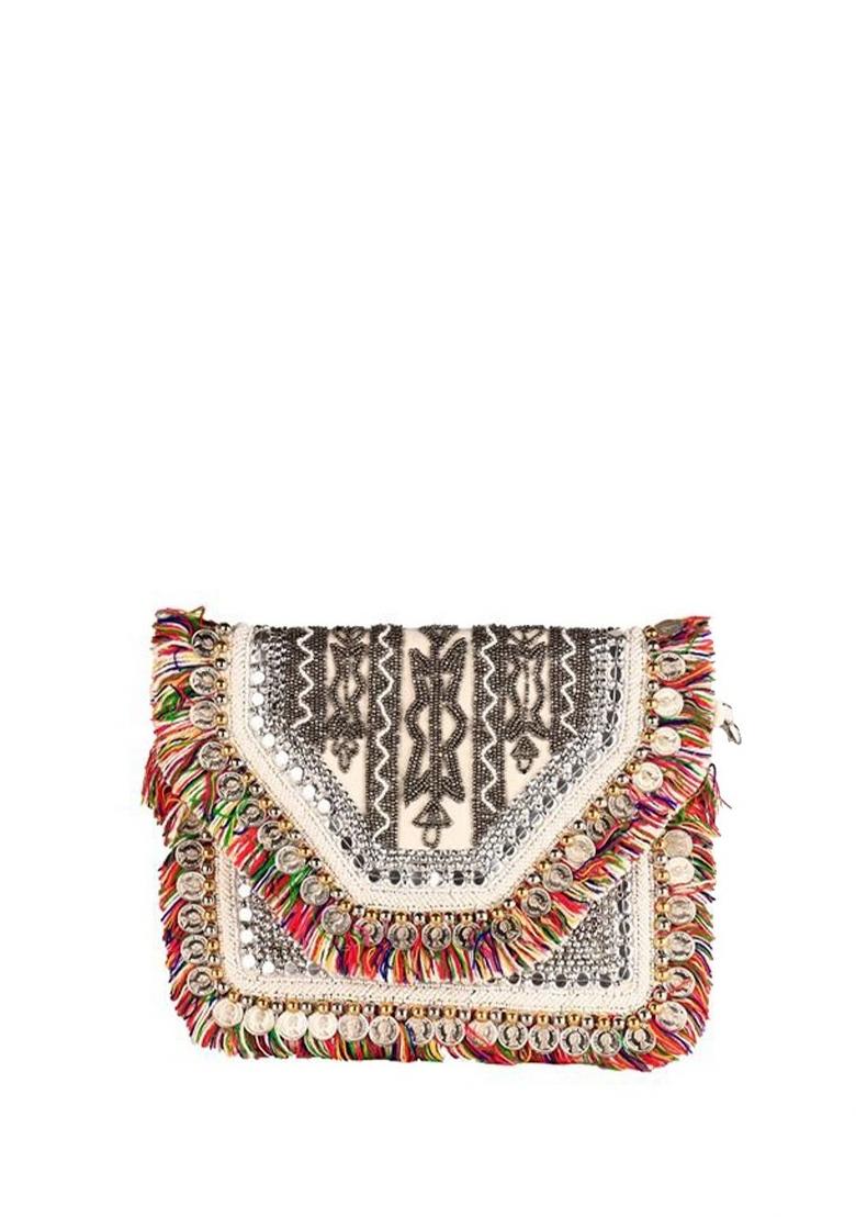 Embroidered Envelope Clutch