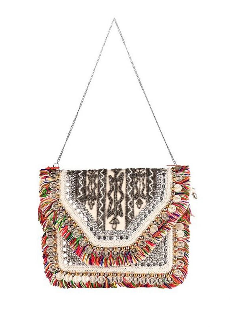 Embroidered Envelope Clutch