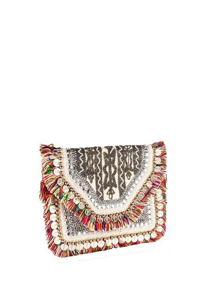 Embroidered Envelope Clutch