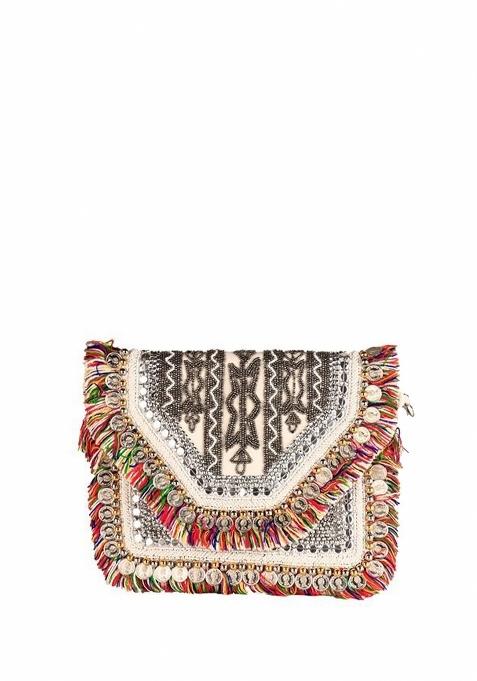 Embroidered Envelope Clutch