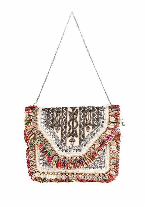 Embroidered Envelope Clutch