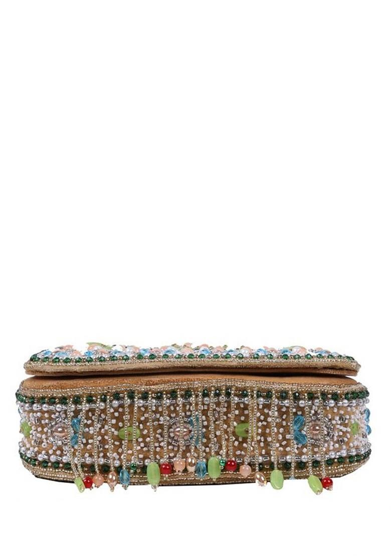 Embroidered Foldover Clutch