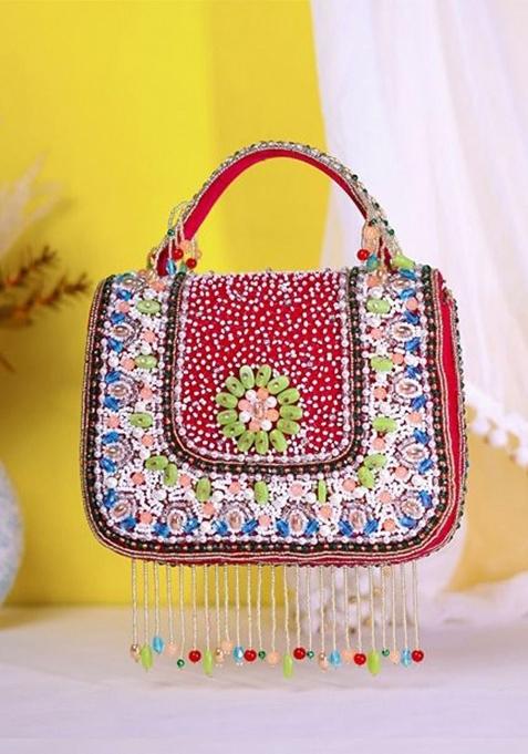 Embroidered Foldover Clutch