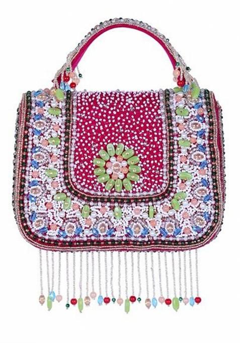 Embroidered Foldover Clutch