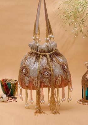 Half Moon Clutch Bag With Tasselled