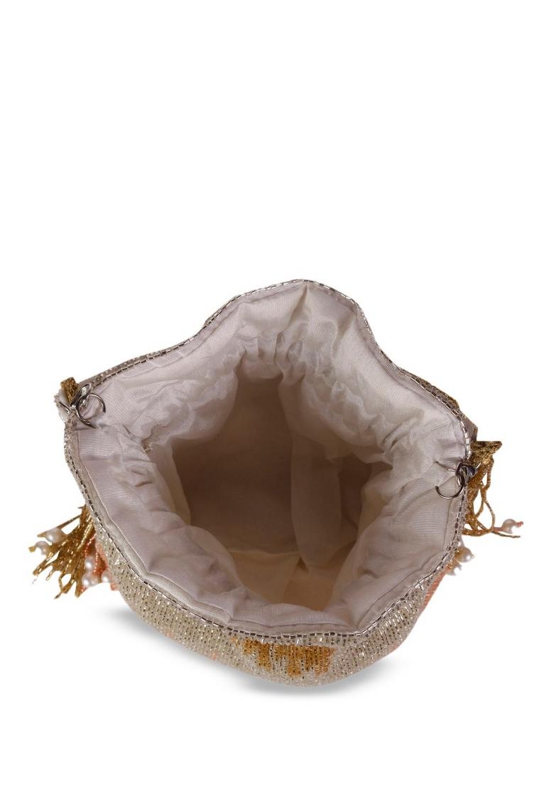 Half Moon Clutch Bag With Tasselled