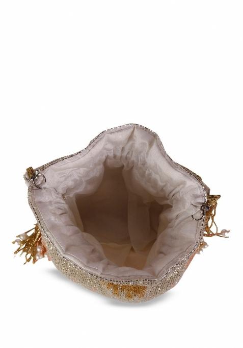 Half Moon Clutch Bag With Tasselled