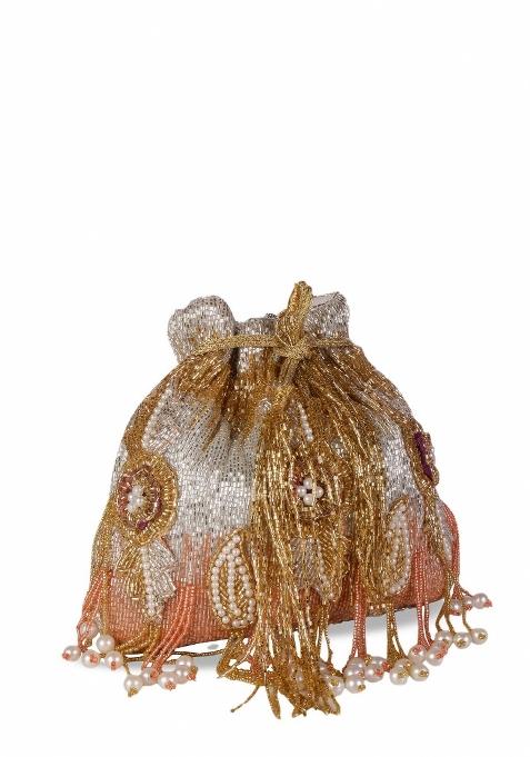 Half Moon Clutch Bag With Tasselled