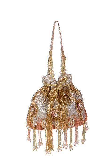 Half Moon Clutch Bag With Tasselled