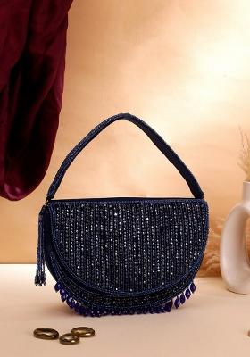 Embellished Half Moon Clutch