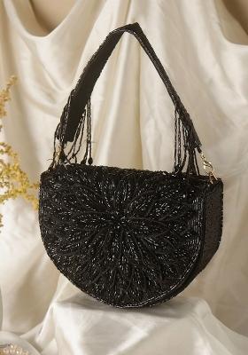 Embellished Structured Clutch Bag With Fringed