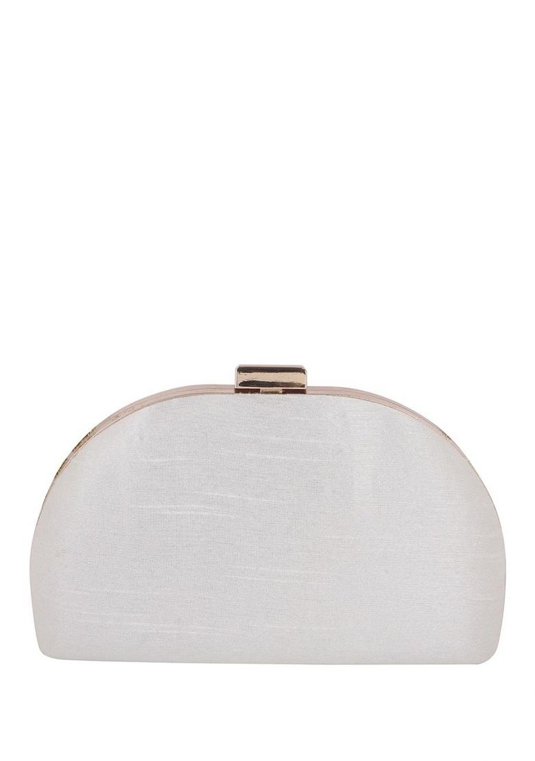 Floral Embellished Half Moon Clutch - Indya