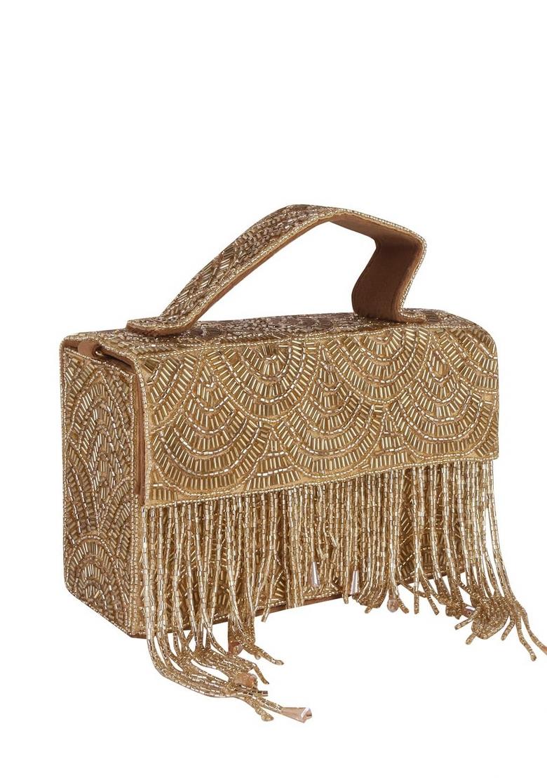 Embellished Tasselled Foldover Clutch - Indya