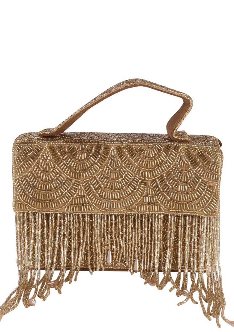 Embellished Tasselled Foldover Clutch - Indya