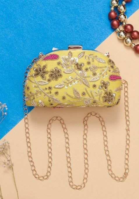 Embroidered Embellished Box Clutch