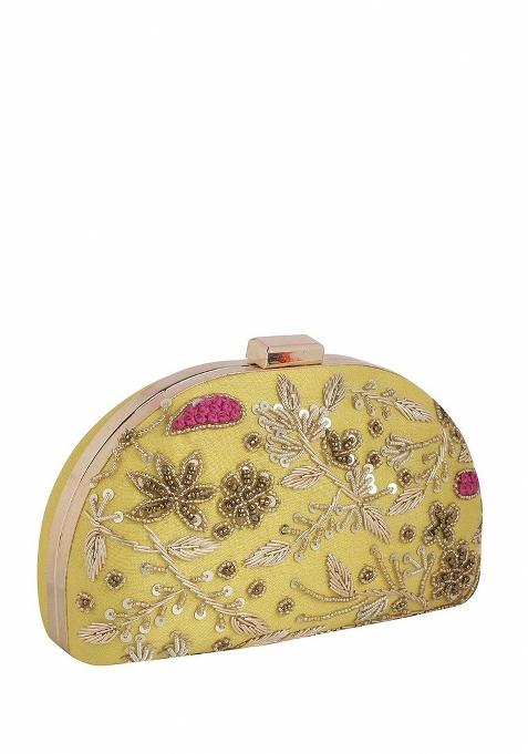 Embroidered Embellished Box Clutch