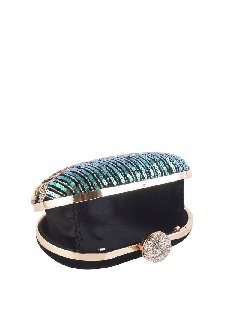 Women Embellished Fabric Box Clutch - Indya
