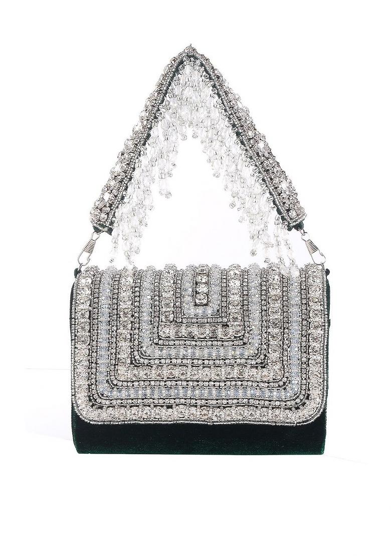 Embroidered Embellished Box Clutch