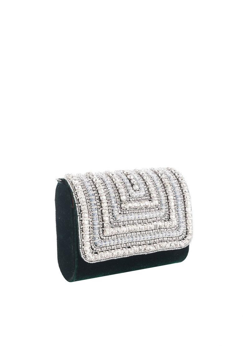 Embroidered Embellished Box Clutch