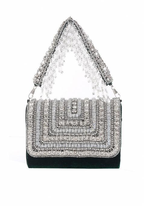 Embroidered Embellished Box Clutch