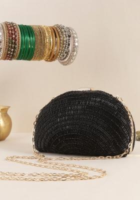 Embellished Half Moon Clutch